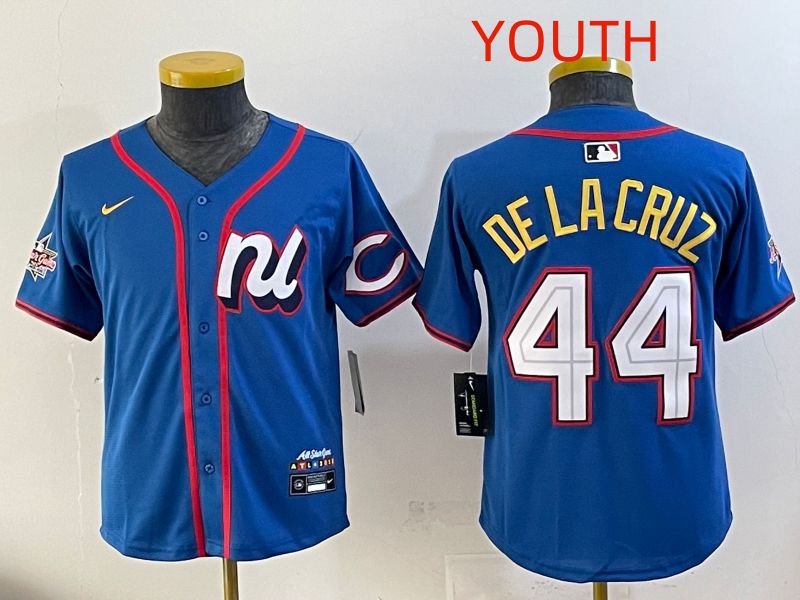 Youth 2025 Cincinnati Reds #44 De Lacruz Blue All star Nike MLB Jersey style 01->youth mlb jersey->Youth Jersey